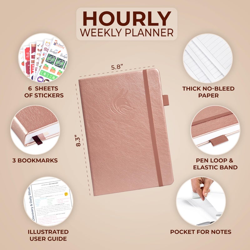 Clever Fox Planner Schedule â€“ Undated Weekly & Monthly Life Planner with Time Slots, Appointment Book & Daily Organizer, A5 (Rose Gold) - Image 2